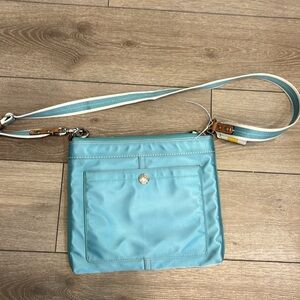 Coach Light Blue Satin crossbody bag. New!